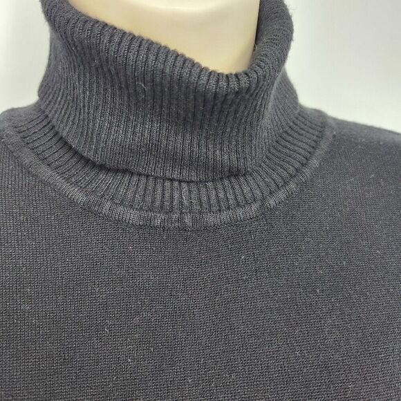 Joseph A Turtleneck Sweater Large Black Pullover Long Sleeve Rayon/Nylon Knit - Picture 4 of 10